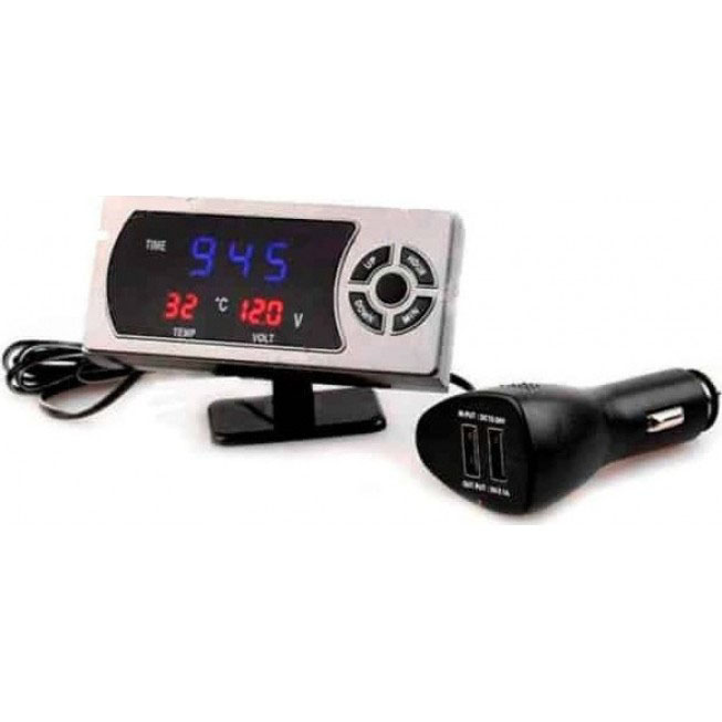 ψηφιακο led ρολοι-αυτοκινήτου-θερμόμετρο-βολτόμετρο oem vst-815