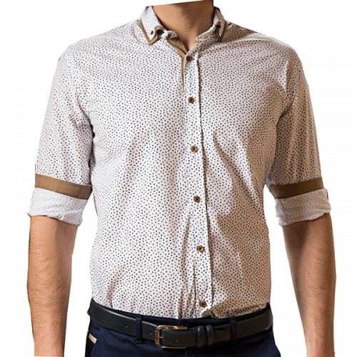 ανδρικό πουκάμισο σε slim γραμμή tresor 33-7132 σε λεύκό χρώμα με σχέδιο