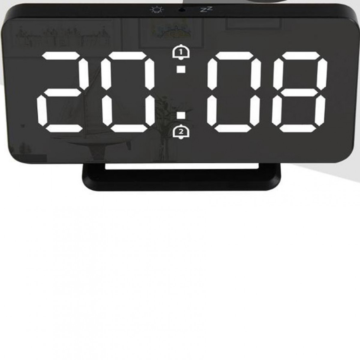 FanJu FJ3216 Ξυπνητήρι καθρέφτη με θερμοκρασία διπλού συναγερμού οπίσθιου φωτισμού ψηφιακό ρολόι με αναβολή