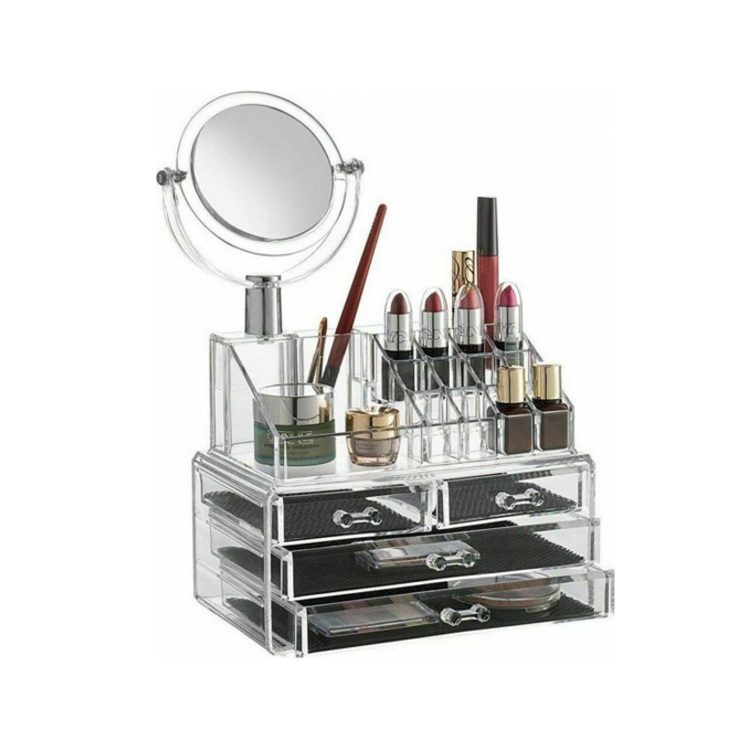 make up organizer κουτι αποθηκευσησ τεσσαρων επιπεδων με καθρεφτη jn-870